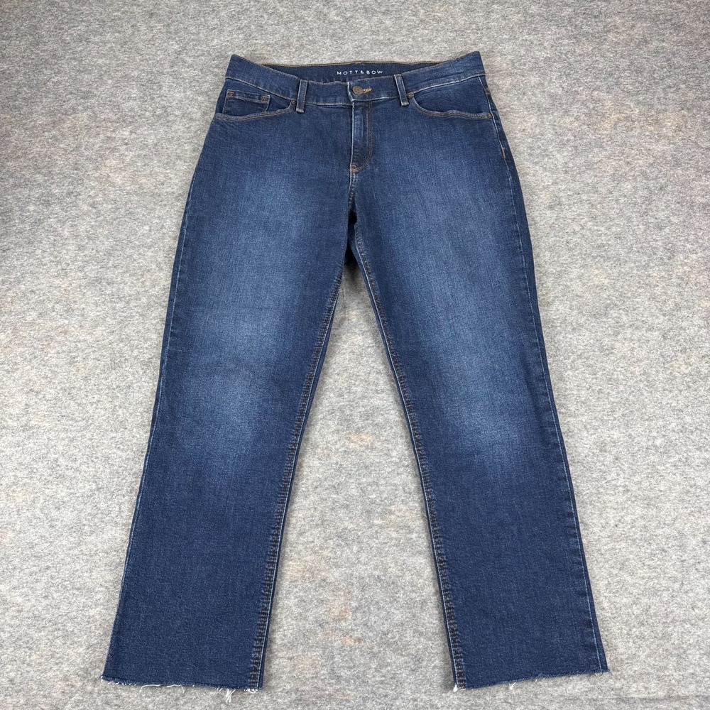 Mott & Bow Boyfriend Jeans 26" Cropped Denim Raw Hem Womens 29 *